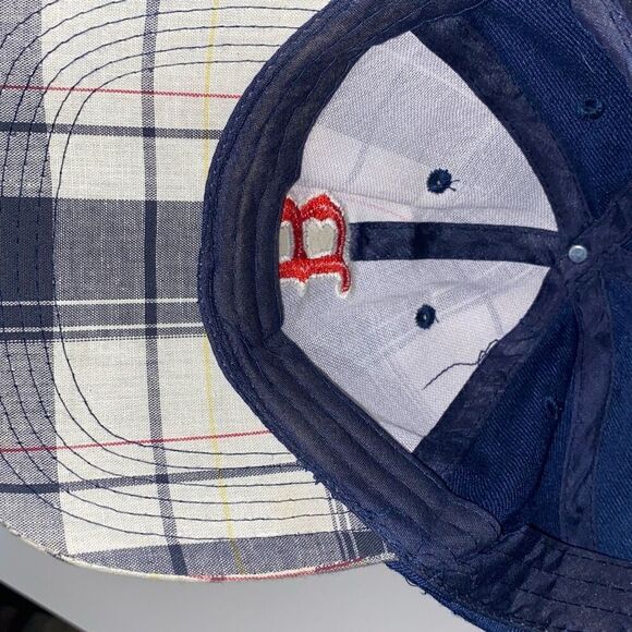 Men's Multicolor Boston Red Plaid 100% Cotton Baseball Cap Hat Adjustable - Picture 8 of 9